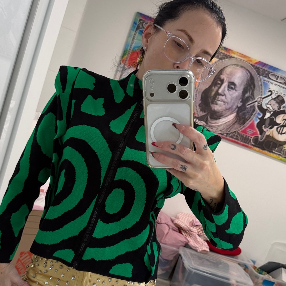 Vibrant Green and Black Women's Hoodie